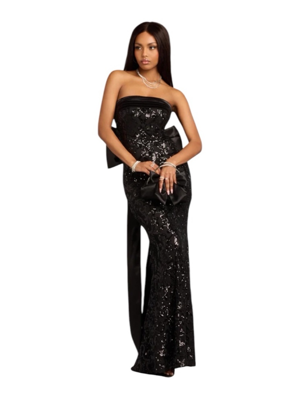 Windsor Renee Sequin Bow Mermaid Formal Dress S NWT